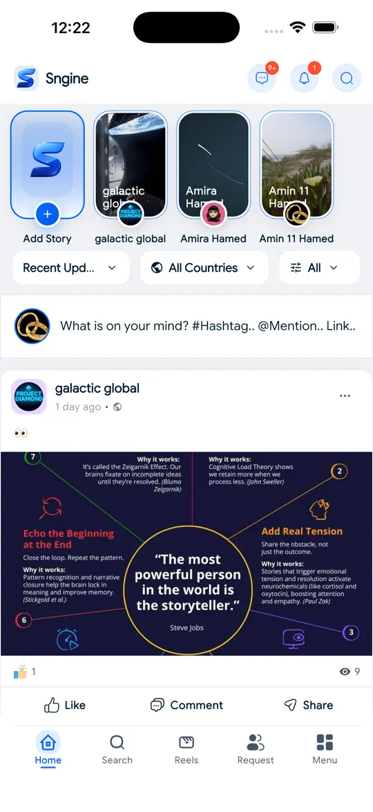 Sngine Timeline – Flutter Social Networking App (Android & iOS) preview 1