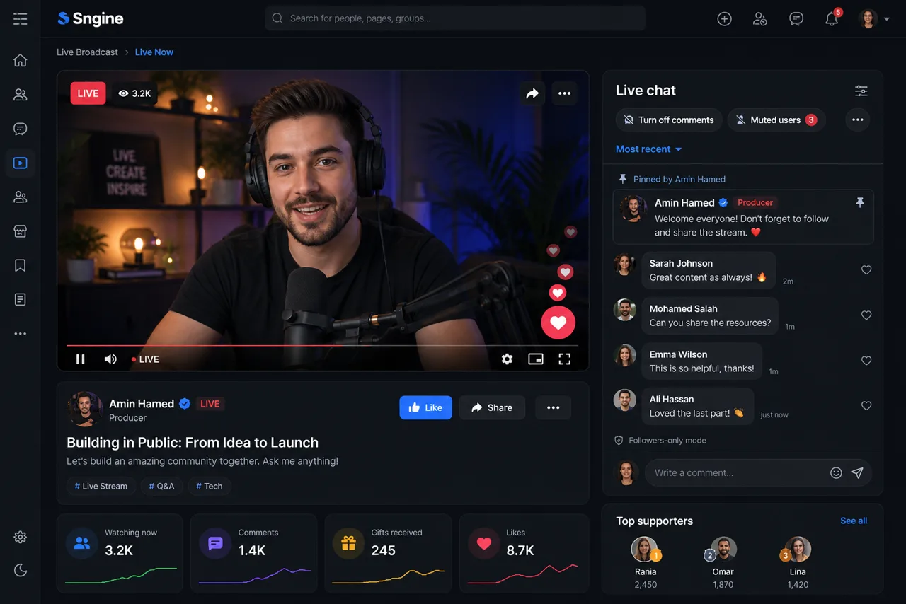 Sngine Live Pro – Advanced Live Streaming Suite preview